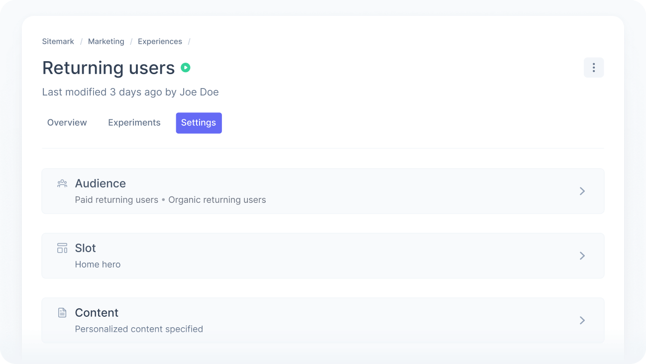 Experience definitions