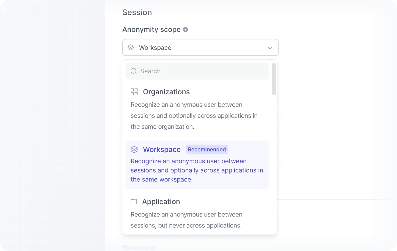 Anonymity scope options