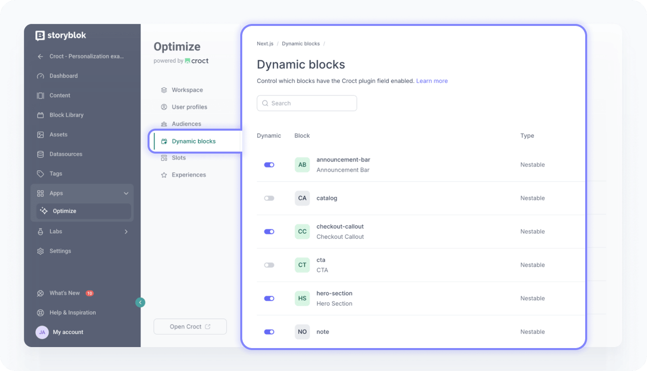Dynamic blocks