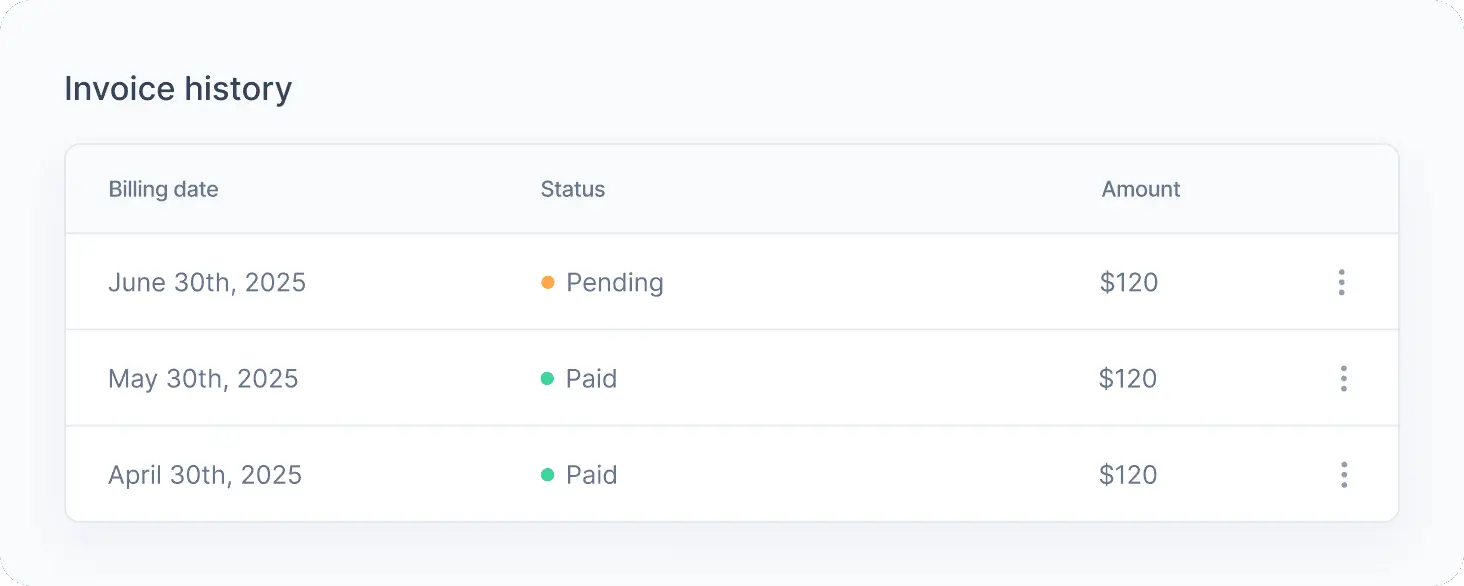 Invoice history