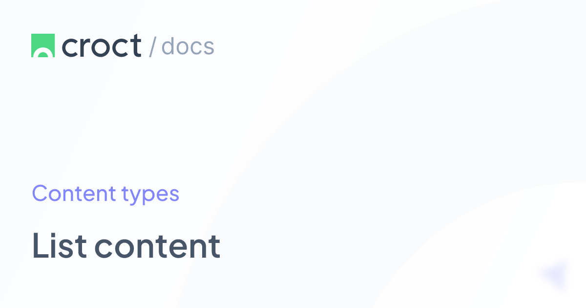 List content | Croct Documentation